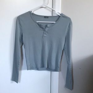 Cute greyish blue slightly cropped long sleeve
